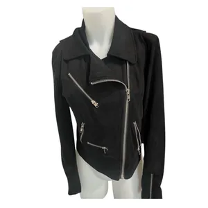 Vici Black Faux Suede Zipper grunge rocker Jacket gothic Moto Boho thumbnail 2