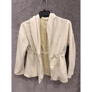 Fabletics Womens Jacket XS Cream Hooded Cinched Waist Fleece Lined OW1723541 thumbnail 3