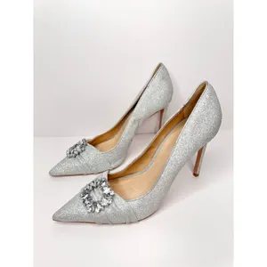 SCHUTZ Pumps‎ Womens Size 10 Embellished Silver Pointed Toe Heels thumbnail 2