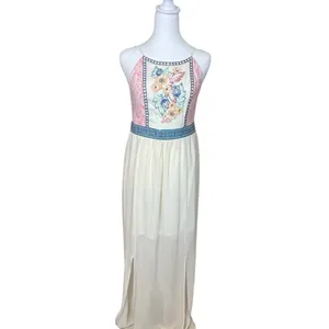 Flying Tomato Sleeveless Embroidered Lined Goddess‎ Maxi Dress Medium Bohemian thumbnail 5