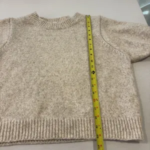 Zenana Womens Medium‎ Short Sleeve Sweater Cream Knit Crewneck Soft Casual Top thumbnail 9