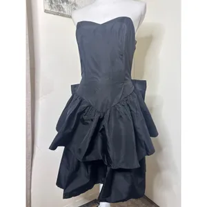 VTG 80s/90s RAMPAGE Black Sweetheart Strapless Oversized Bow Whimsigoth Vampy thumbnail 5
