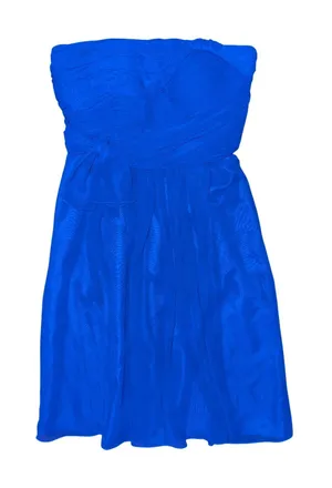 Calvin Klein Empire Waist Strapless Ruched Chiffon‎ Cocktail Dress Wedding Guest thumbnail 1