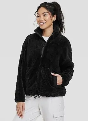 All In Motion Women's High Pile Fleece 1/2 Zip Pull Over - Black thumbnail 1