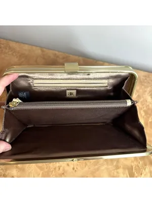 Banana Republic Beige Nude Patent Leather Frame Clutch Evening Bag Gold Tone thumbnail 6