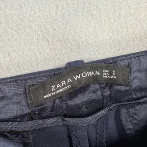 Y2K Zara Woman Navy Blue Slim Cigarette Dress Pants Trousers Ankle Navy Small thumbnail 8
