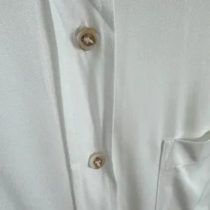 Rose + Olive White Long Roll Tab Sleeve Collared Lightweight Button Up‎ Tunic 1X thumbnail 3