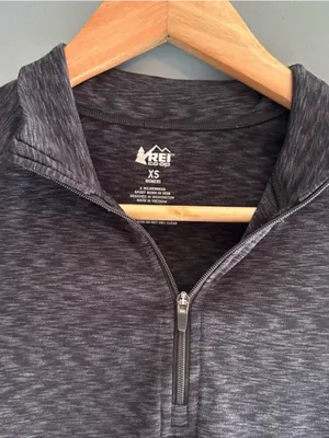 REI black & gray quarter zip long sleeve sweater thumbnail 3