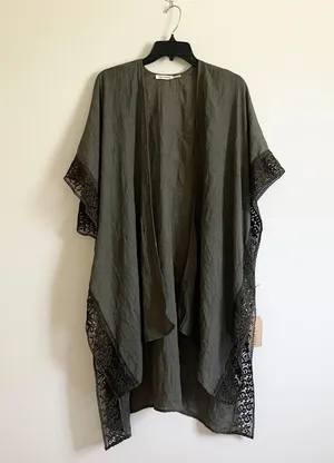 Blu Pepper Cute Crochet swim beach cover up summer Bohemian Boho kimono thumbnail 1