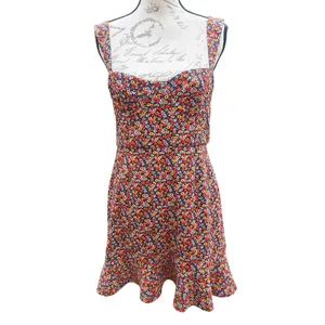 Hutch Floral Sweetheart Mini Dress Ruffle Hem Sleeveless‎ Multi Color Size M thumbnail 3