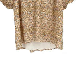 Show Me Your Mumu Women's Kirby Floral Puff Short Sleeve Blouse Yellow Sz Medium thumbnail 4