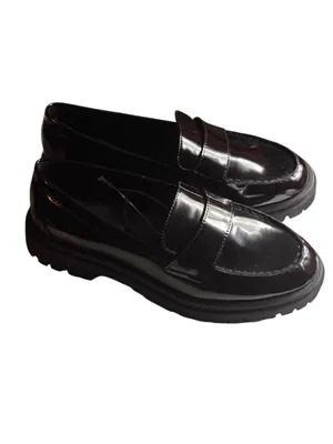 Old Navy Chunky Heel Women's Black Penny Loafers Size 8 New With Tag thumbnail 2