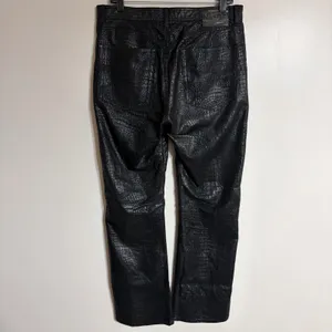 Vintage Guess Jeans 1990s Black Crocodile Embossed Faux Leather Pants Size 33 thumbnail 13