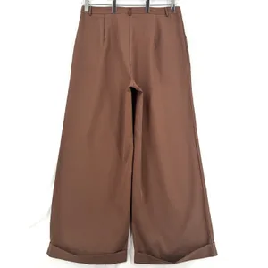 Missguided Plus Tailored Wide Leg Trousers US 16 Chocolate Brown Cuffed Hem NWT thumbnail 2