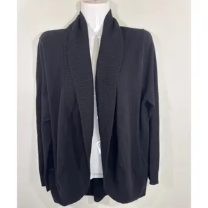 Quince Black 100% Mongolian Cashmere Shawl Cardigan Women Large NWT Luxury Knit thumbnail 2