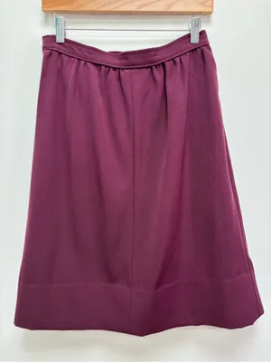 Vintage 1970s Gucci 100% Wool Burgundy A-Line Skirt Made in Italy S thumbnail 7