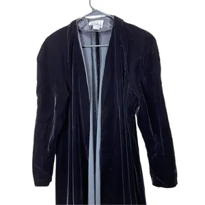 Vintage Karen‎ Lucas For Niki Black Velvet Swing Coat Size S thumbnail 2