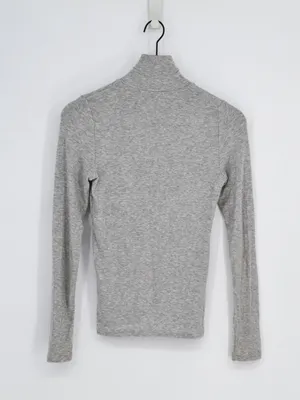 Wilfred Aritzia Ribbed Mock Neck Top Heather Gray Medium thumbnail 3