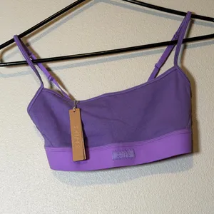 Skims Cotton Rib Scoop Bralette-Vivid Violet NWT XS thumbnail 2