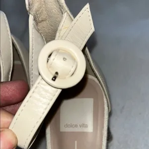 Dolce Vita Tan and Cream Heeled Sandals with Sculptural Heel thumbnail 10