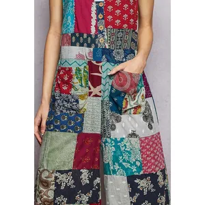 POL Sleeveless Patchwork Wide Leg Jumpsuit - Large‎ thumbnail 5