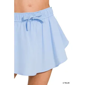 Zenana Soft Woven Active Skorts with Pockets - Lt. Blue - Large thumbnail 10