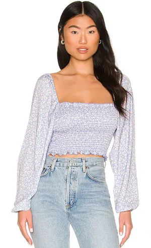 RESA Chevy Top in Catalina Print Long‎ Sleeve Smocked size Medium thumbnail 1