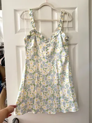 BNWT ZARA Pastel Floral Satin Sweetheart Ruffle Strap Mini Dress thumbnail 3