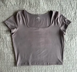 Hollister Mauve Tan Fitted Crop T-Shirt thumbnail 1