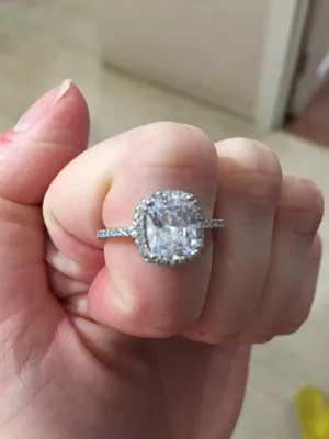 Real 1.5 cushion square engagement wedding 925 silver ring thumbnail 6