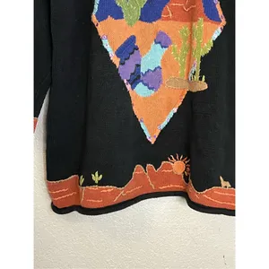 The Quacker Factory Black Orange Cactus Knit Sweater Southwestern coyote 1x thumbnail 4