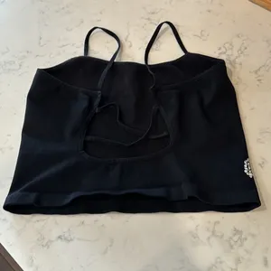 Free People Movement black caged back ribbed tank top layer athleisure sz M/L thumbnail 2