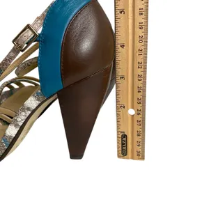 Vintage Y2K LE CHATEAU Women's Sandals‎ High Heels Open Toe Sz 7 Crisscross Blue thumbnail 7