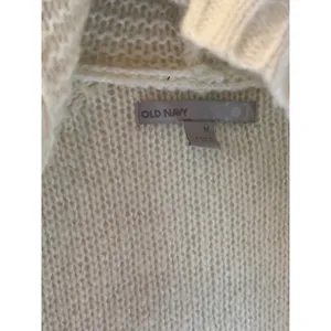 Old‎ Navy Ivory Longline Hooded Cardigan Sweater Cable Knit Button Front M Ivory thumbnail 5