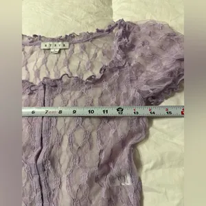Hyfve Lace Short Sleeve Cropped Top in Lavender - NWOT - Size L thumbnail 11