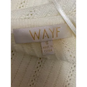 WAYF Women's Cream Wool Ribbed Button Down Shirt Blouse Cardigan Sweater Top S thumbnail 5