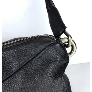 Calvin Klein Black Pebbled Leather Shoulder Bag Hobo Purse Slouchy Zip Y2K thumbnail 4