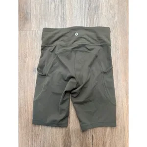 Lululemon Fast and Free High-Rise‎ Short 9" Dark Olive Green Nulux Size 4 thumbnail 3