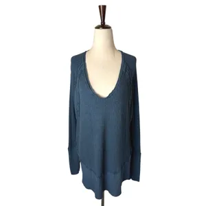 Free‎ People We The Free Catalina Thermal Top Women Medium Blue Boho Festival thumbnail 2