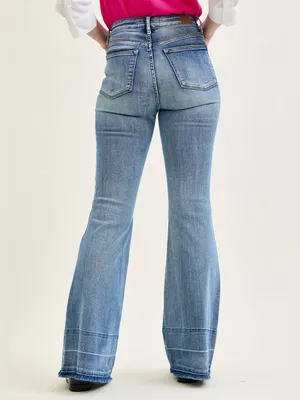 Judy Blue Charlotte Tummy Control Release Hem Flare Jeans Size 32 thumbnail 3