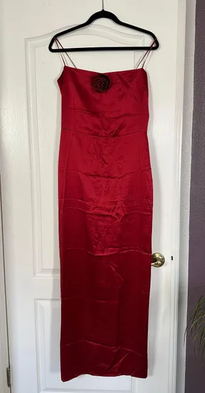 Reformation Frankie Silk Rosette Dress thumbnail 1