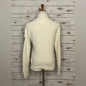 LRL Lauren Jeans Co classic old money ivory cotton mock neck sweater Size Large thumbnail 5