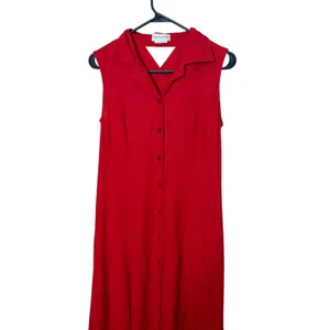 White Stag Red Linen Blend Button Front Maxi Dress Back Cutout Womens‎ Small 4/6 thumbnail 2