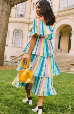 . Lulu's Multicolor Off-Shoulder Tiered Dress thumbnail 4
