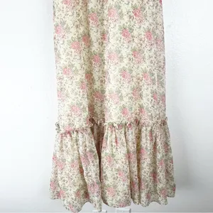 AMERICAN VINTAGE Floral Lace Trim Tie Shoulder Straps Back Zipper Maxi Dress 7/8 thumbnail 12