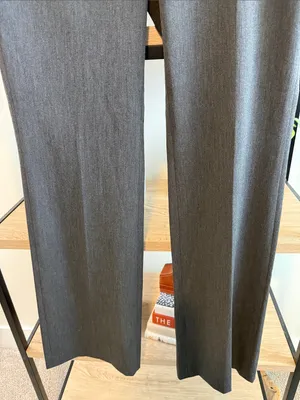 Ann Taylor Mid-Rise Gray Flare Woven Career Dress Pant Trouser, 6 Tall thumbnail 3