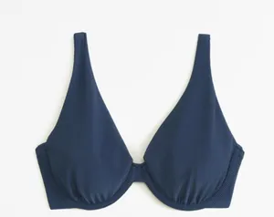 Abercrombie Ribbed Underwire Bikini top in Navy Blue thumbnail 1