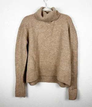 & Other Stories Turtleneck Tan Sweater Wool Blend Size Medium thumbnail 1