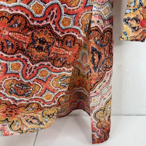 Chico's Size 1 US M 8 Long Paisley Top Long Sleeve Layered Scoop Neck Tie Front thumbnail 5