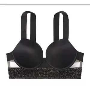 Victoria's Secret Push-Up Bra Size‎ 34C Black Lace Longline Plunge Underwire thumbnail 2